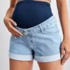 SHEIN Maternity Adjustable Elastic Waist Roll Up Hem Denim Shorts -Curated Swimwear 16793691602c37ac77151954fa190765c4c9d4c983 thumbnail 405x552