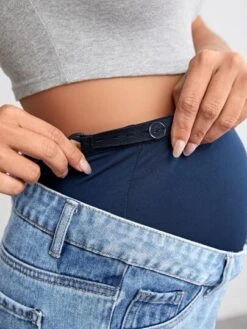 SHEIN Maternity Adjustable Elastic Waist Roll Up Hem Denim Shorts -Curated Swimwear 167936916945e7c8eafb247e9f453fb713feb7c201 thumbnail 405x552