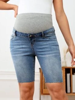 SHEIN Maternity Adjustable Waist Cat Whisker Denim Shorts -Curated Swimwear 167937562248bce71da18bccfe02f1816388e2a88c thumbnail 405x552