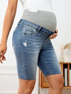 SHEIN Maternity Adjustable Waist Cat Whisker Denim Shorts -Curated Swimwear 1679375626d8baf4ef6ce4c5de51a052f1ecadad67 thumbnail 405x552