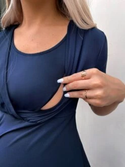 SHEIN Maternity Solid Nursing Bust Dress -Curated Swimwear 1679376725918148797f627b27c5e9ceae01a201f7 thumbnail 405x552