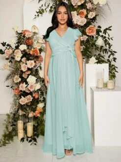 SHEIN Maternity Surplice Neck Butterfly Sleeve Twist Dress -Curated Swimwear 16794541826f70cef7400e2c85dc134e0b807c8a27 thumbnail 405x552