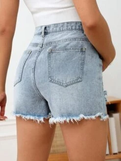 SHEIN Maternity Contrast Panel Ripped Raw Cut Denim Shorts -Curated Swimwear 1679533340f6a59320d1cb17dde3297e778cd7e46f thumbnail 405x552