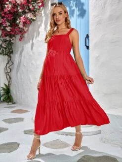 SHEIN Maternity Solid Ruffle Hem Cami Dress -Curated Swimwear 1679556133c2f97e05a97070c0a4e7133f431031d3 thumbnail 405x552