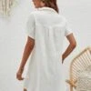 SHEIN LUNE Solid Button Front Shirt Dress -Curated Swimwear 1679558808b68a4f16c3840e78797c9cd2ac6a8bed thumbnail 405x552