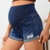SHEIN Maternity Ripped Detail Denim Shorts -Curated Swimwear 16795682448584762f644ca85226298eaedc4e20c4 thumbnail 405x552