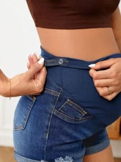 SHEIN Maternity Ripped Detail Denim Shorts -Curated Swimwear 1679568260b1faeb16584daaed58c74d748df436c8 thumbnail 405x552