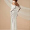 Lace Up Front Lace Bodycon Wedding Dress With Arm Sleeves -Curated Swimwear 1679620553d0d7becc34b0a1948fa0b9a43cd39803 thumbnail 405x552
