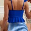 Striped Ruffle Hem Bikini Swimsuit