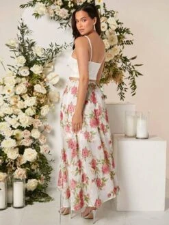 SHEIN Maternity Lace Cami Top & Floral Print Adjustable Waist Skirt Set -Curated Swimwear 16796587134b538f9dd4f695fd1367bb1565f333ba thumbnail 405x552