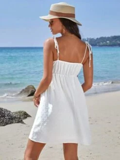 SHEIN Maternity Swiss Dot Tie Shoulder Cami Dress