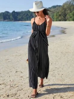 SHEIN Maternity Striped Print Belted Cami Jumpsuit -Curated Swimwear 167966062051d356dbabc48bd2890bf069dee771ea thumbnail 405x552