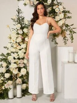 SHEIN Maternity Solid Lace Insert Cami Jumpsuit -Curated Swimwear 16797219999fe2a0e1cf34b62cd432af3466559bf2 thumbnail 405x552