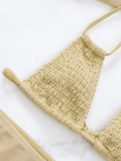 Plain Halter Triangle Bikini Swimsuit With Cover Up Set -Curated Swimwear 16798832973bb27a9f539d62526748901239dee2bb thumbnail 405x552