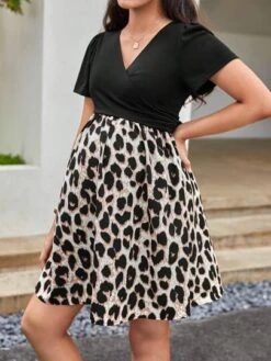 SHEIN Maternity Leopard Print Surplice Neck Dress -Curated Swimwear 167989253037877563a7e1ca2593b8f308a07726df thumbnail 405x552