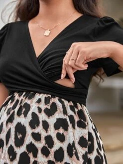 SHEIN Maternity Leopard Print Surplice Neck Dress -Curated Swimwear 16798925362d9ede6b7d27c266082269a638f3c86b thumbnail 405x552