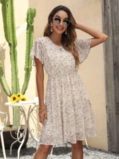 Ditsy Floral Print Butterfly Sleeve Dress -Curated Swimwear 1679892572ca3a94e0819a689d10eca51068807f63 thumbnail 405x552