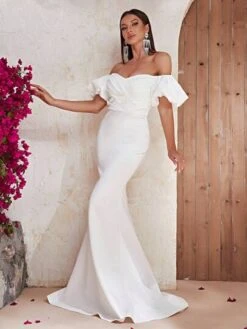 Giffniseti Off Shoulder Ruched Bust Mermaid Hem Satin Formal Dress -Curated Swimwear 16799684985890ba95870c58f1152fe8de1f0ce48c thumbnail 405x552