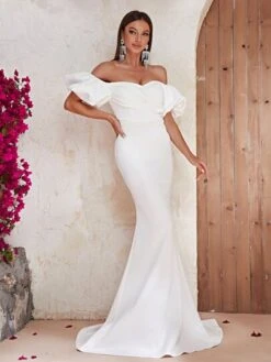 Giffniseti Off Shoulder Ruched Bust Mermaid Hem Satin Formal Dress -Curated Swimwear 167996850120719999bcd002d8bd1a13a073f9ec45 thumbnail 405x552