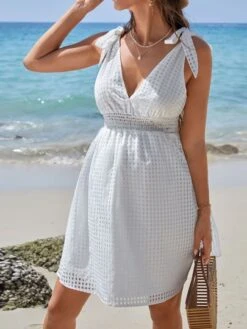 SHEIN Maternity Tie Shoulder V Neck Dress