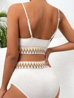 SHEIN Maternity Chevron Tape Bikini Swimsuit