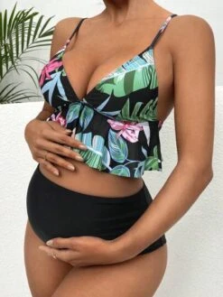 SHEIN Maternity Tropical Print Ruffle Hem Bikini Swimsuit -Curated Swimwear 1679980305c360268f3e5da65da359bb6f24f4471a thumbnail 405x552