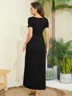 Maternity Solid Hidden Pocket Dress