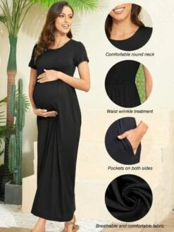 Maternity Solid Hidden Pocket Dress -Curated Swimwear 1679988246b9c1ff51b0236f69382799b977dc7800 thumbnail 405x552
