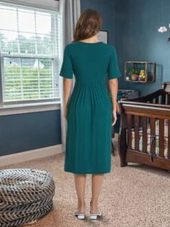 Maternity Solid Nursing Detail Dress
