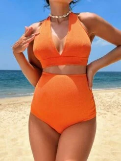 SHEIN Maternity Solid Halter Bikini Swimsuit -Curated Swimwear 168006269030f7718337b9faefa3b5c5e2ca07a672 thumbnail 405x552