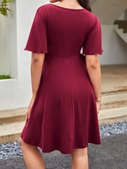 SHEIN Maternity Surplice Neck Knot Side Nursing Dress