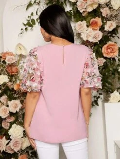 SHEIN Maternity Floral Print Puff Sleeve Blouse