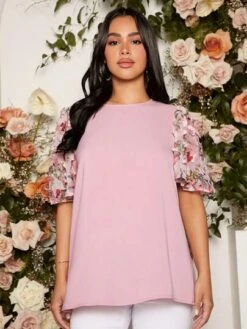 SHEIN Maternity Floral Print Puff Sleeve Blouse -Curated Swimwear 16800740454622e783e8e0741482d069832500675b thumbnail 405x552