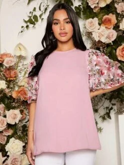 SHEIN Maternity Floral Print Puff Sleeve Blouse -Curated Swimwear 16800740492a1b9af7501c3c626f8f7127fbd22c42 thumbnail 405x552