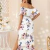 DEARCASE Maternity Floral Print Off Shoulder Ruffle Trim Dress -Curated Swimwear 1680074762108b9866a66274fb10c478b72097097c thumbnail 405x552