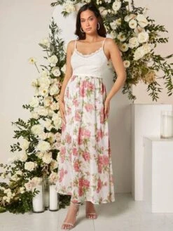 SHEIN Maternity Lace Cami Top & Floral Print Adjustable Waist Skirt Set -Curated Swimwear 1680159787e3e336e14e59da65dbd7c79f905a23f6 thumbnail 405x552