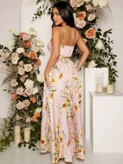 SHEIN Maternity Floral Print Belted Cami Dress