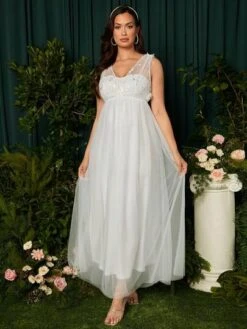 SHEIN Maternity Floral Embroidery Mesh Overlay Maxi Dress -Curated Swimwear 1680229235dfb7ff42687df6d150712592f6ccd6b1 thumbnail 405x552