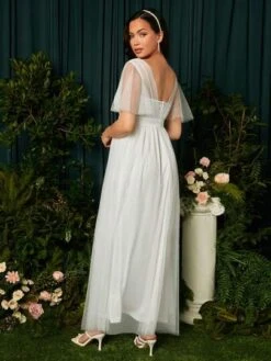 SHEIN Maternity Split Sleeve Mesh Overlay Dress