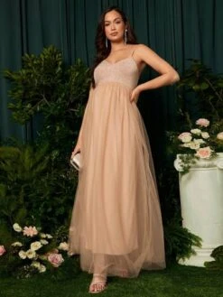 SHEIN Maternity Contrast Mesh Flare Hem Cami Dress -Curated Swimwear 16802301229cbdc5ee4f1dd440719401765520b1a8 thumbnail 405x552