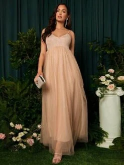 SHEIN Maternity Contrast Mesh Flare Hem Cami Dress -Curated Swimwear 1680230127a8e2acf78d01e724d5501feab5599ee7 thumbnail 405x552