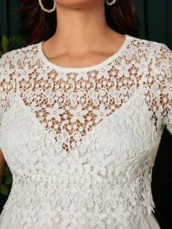 SHEIN Maternity Guipure Lace Top & Mesh Overlay Cami Dress -Curated Swimwear 16802301478e277408f6c8de8bb65c05156e922e2f thumbnail 405x552