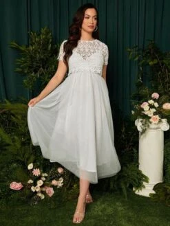 SHEIN Maternity Guipure Lace Top & Mesh Overlay Cami Dress -Curated Swimwear 168023015313d5b7268d0557d959cec09396498be5 thumbnail 405x552