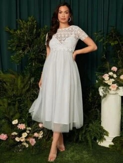 SHEIN Maternity Guipure Lace Top & Mesh Overlay Cami Dress -Curated Swimwear 16802301575918829741898680560eebdf7ead6d3d thumbnail 405x552