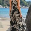 SHEIN Maternity Tropical Print Halter Neck Belted Jumpsuit