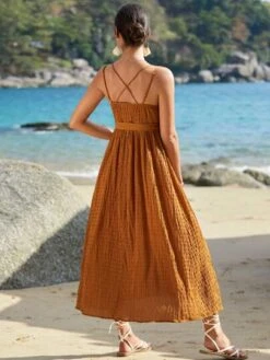 SHEIN Maternity Surplice Neck Belted Cami Dress