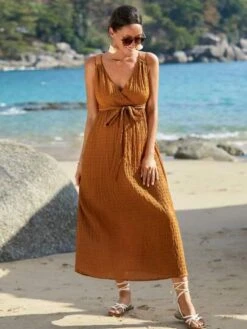 SHEIN Maternity Surplice Neck Belted Cami Dress -Curated Swimwear 16802397520304add0920a67847cbcbbf017a15d54 thumbnail 405x552