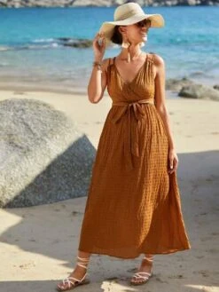 SHEIN Maternity Surplice Neck Belted Cami Dress -Curated Swimwear 16802397612fc05fed3392eb569652b1a8b92144ac thumbnail 405x552