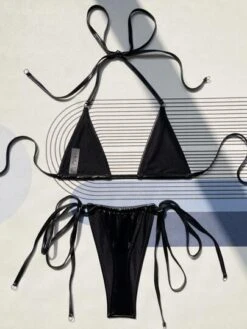 Tie Side Halter Micro Triangle Bikini Swimsuit