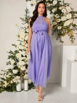 SHEIN Maternity Split Thigh Belted Mesh Halter Dress -Curated Swimwear 1680248020dbae3b23bec675403fd01a8ce5a12552 thumbnail 405x552